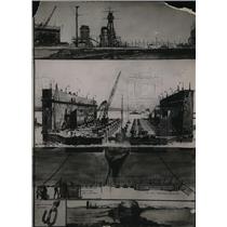 1924 Press Photo Funnels, Masts, Hindenburg, Pontoons to raise the vessel