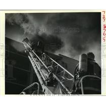 1988 Press Photo New Orleans Firemen Fight Fire at Bayou Plaza Hotel