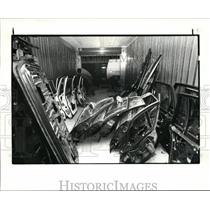 1983 Press Photo Stolen Auto Parts Being Recovered by Cleveland Cops - cvb13290