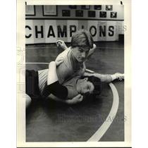 1984 Press Photo St. Ed's Wrestling, Top Dave Carlin, Bottom Kevin Biggs