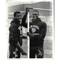 1988 Press Photo Cleveland Heights' High Jumpers Chip Morris and Thomas Hall