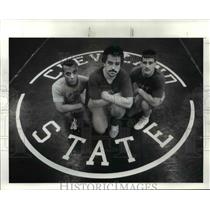 1990 Press Photo Jim Lightner, 126 lbs., Jeff Scherma Heavy and Matt Peters