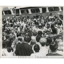 1969 Press Photo Michael Collins, welcomed by crowd at Canal St. in New Orleans