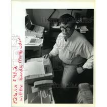 1993 Press Photo Larry August and His Fax Machine - noa24200