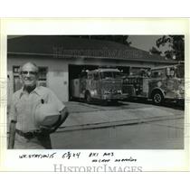 1990 Press Photo Aurora Street Fire Station - Buddy Hein, Fireman, Metairie
