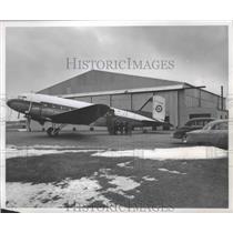 1955 Press Photo DC-3 owned by Outboard Marine Corporation. Mitchell Field.