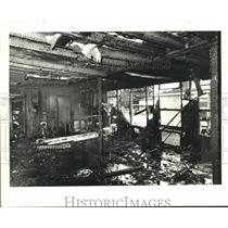 1986 Press Photo Portable building at John Clancy School destroyed by fire