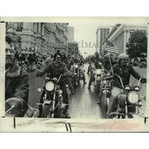 1981 Press Photo Motorcyclists ride through Albany, NY during Freedom Day Rally