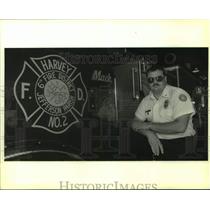 1989 Press Photo Harvey Volunteer Fire Department Chief, Sammy Lazzara
