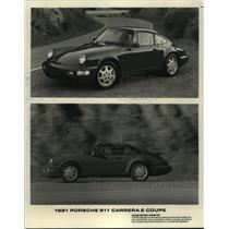1990 Press Photo The new 1991 two-door Porsche 911 Carrera 2 Coupe on the road