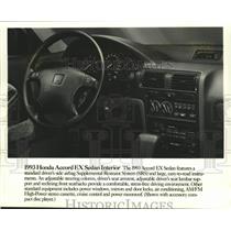 1993 Press Photo Honda Accord EX Sedan Automobile interior - mjc40043