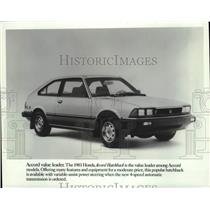 1983 Press Photo The Honda Accord Hatchback model automobile - mjc41363