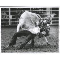 1982 Press Photo Calf Roping Event Rodeo - RRX84197