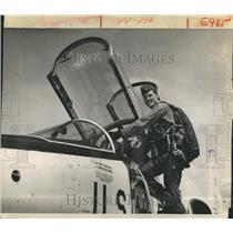 1970 Press Photo Captain White Pilot Climbing Aboard Training Craft