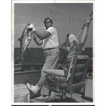 1962 Press Photo Man Holding Big Fish Gulf Stream