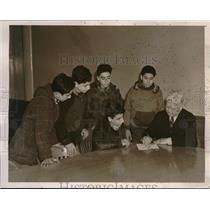 1940 Press Photo Boston police Lt Wm Carey, S Rao,E Shin,A Digregorio,Venezia