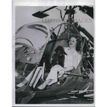 1953 Press Photo Helicopter Instructor Marilynn Riviere In Cockpit With Poodle