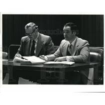 1982 Press Photo John Corrigan and Son Michael J. Corrigan at Jenkins Trial
