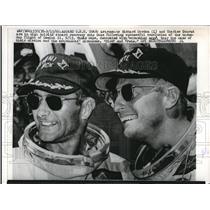 1966 Press Photo Richard Gordon and Charles Conrad aboard recovery ship USS Guam