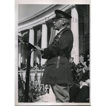 1938 Press Photo Brig.Gen Frank J.Hines addressed during Armistice Day.