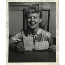 1947 Press Photo Idell Pope Holds Postcards, University of New Mexico
