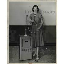 1957 Press Photo A woman demonstrates drill by Pittsburgh Bowen & Co - nee07452