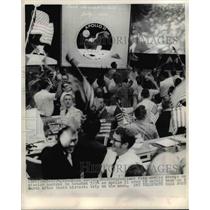 1969 Press Photo Jubilant Flag Waving Breaks Mission Control in Houston