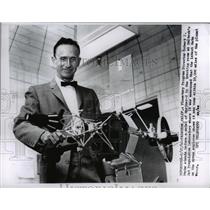 1962 Press Photo Planetary Program Director Robert J. Parks holds Mariner-1