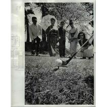 1966 Press Photo Golf Course greens keepers in Japan are a proud lot.
