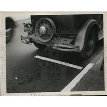 1934 Press Photo White Line Near Fire Plugs - nee62103