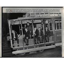 1970 Press Photo Russian Cosmonauts Riding on San Francisco Cable Car