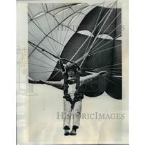 1970 Press Photo Nagoya Japan Its called parasail and this boy sails through air