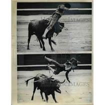 1970 Press Photo Madrid Spain Juan Carlos Castro tossed by a bull - nee75283
