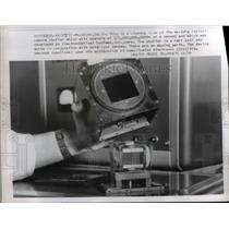 1957 Press Photo Pasadena Calif. Worlds fastest camera shutter. - nee58524