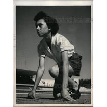 1948 Press Photo Uner Teoman of Ankara Turkey for Olympic 100 meters - nes39576