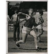 1938 Press Photo Charlie Coper in javelin throw at Pacific Intercollegiate meet