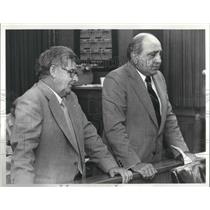 1981 Press Photo Louis Ducati with Law Director Donald Freda during a town heari