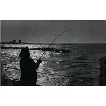 1972 Press Photo Mrs. Steve Aruai-Cleveland catches fish of 72nd Street