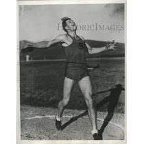 1937 Press Photo Gary Neilsen, San Diego State discus thrower - nes52267