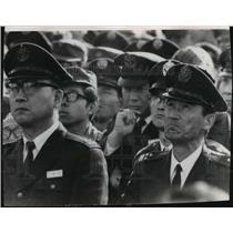 1971 Press Photo Japanese Self-Defense Force Soldiers at Yukio Mishima Address