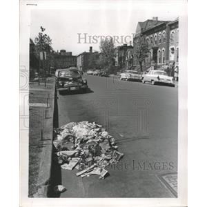 1956 Press Photo Street Sweeper Makes Mess - RRW38589