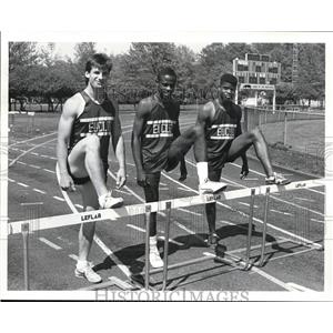 1987 Press Photo Chad Ramlow, Donald Craig, Travis OHannon Euclid High Track