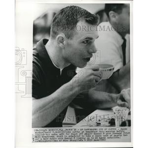 1966 Press Photo Astronaught David Scott enjoys coffee before blast off Florida