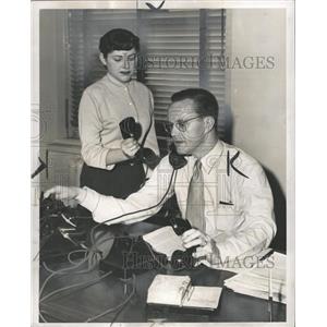1951 Press Photo Shirley Russell Phillip Hart telephone - RRW31757