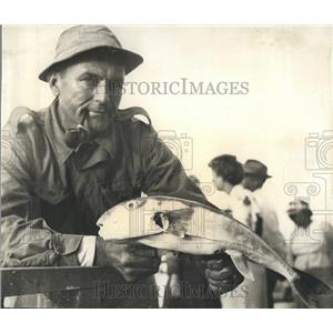 1948 Press Photo Bill Corley Fisherman Pictured with Rabbitfish