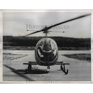 1956 Press Photo H-13 Modified Helicopter With Bozo Make Up On It - nee37977