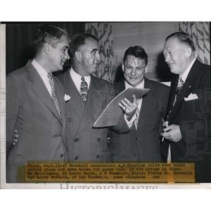 1947 Press Photo Baseball Commissioner A.B. Chandeler, Branch Rickey Jr., Larry