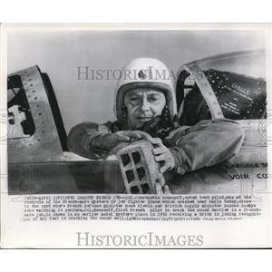1952 Wire Photo Col Constantin Rozanoff at control of French Mystere IV jet