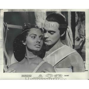 1955 Press Photo Actors Sophia Loren, Luciano Della Marra in "Aida" Movie