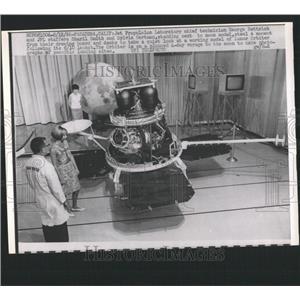 1966 Press Photo Lunar Orbiter Model Pasadena Cali
